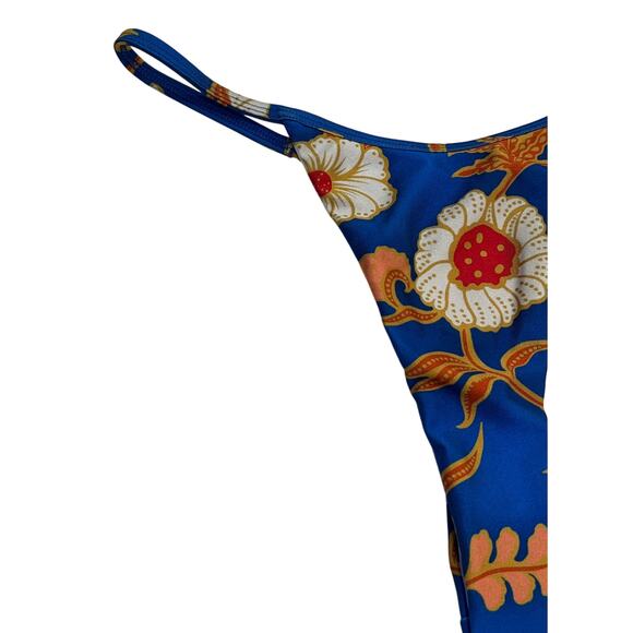 M2-57(2) JANTHEE Berlin Women's Thong Bikini Bottom Floral Blue Small - Picture 3 of 5